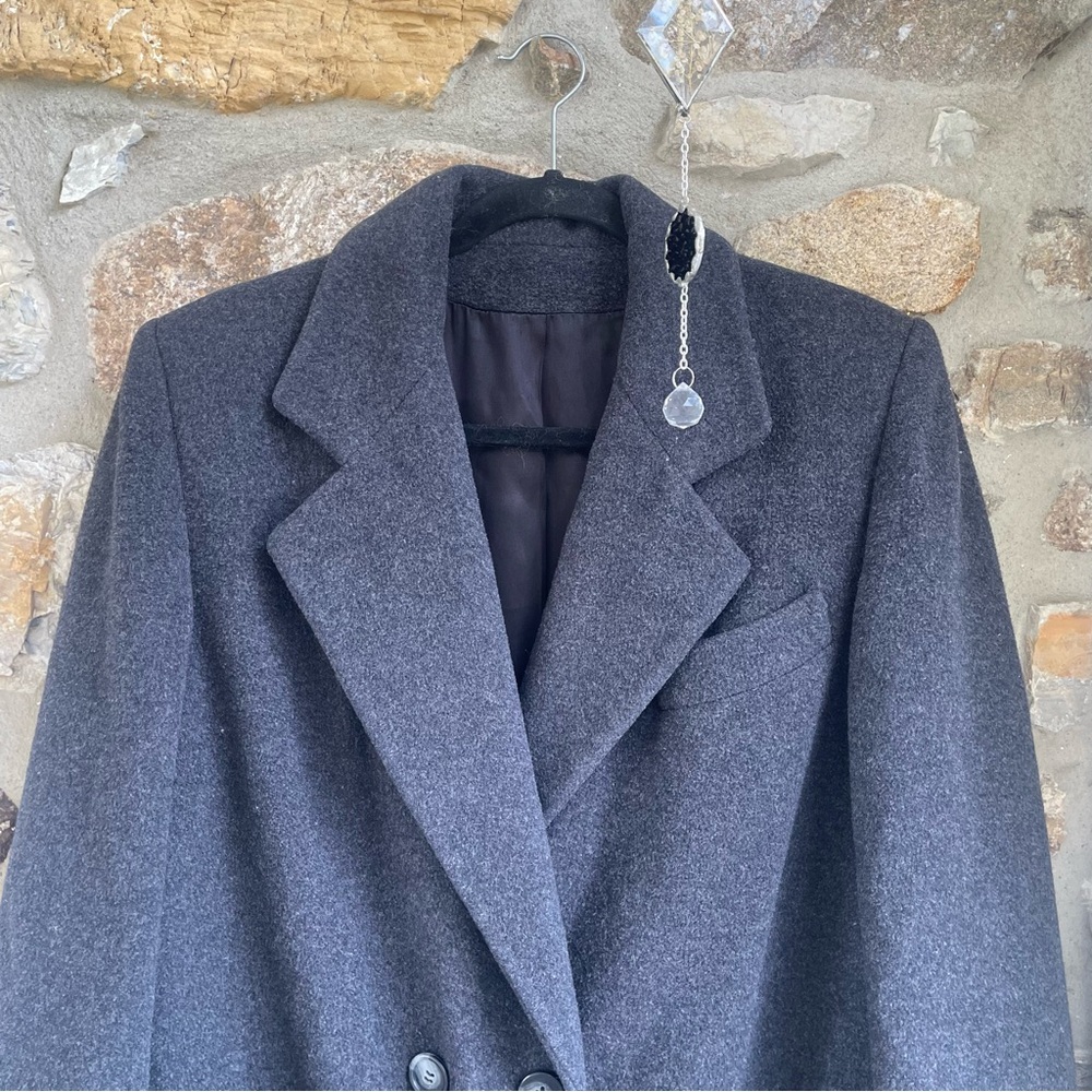 Vintage Union Made Regency Cashmere Baltmans NY Double-Breasted Dark Gray Coat 4 - Picture 6 of 15
